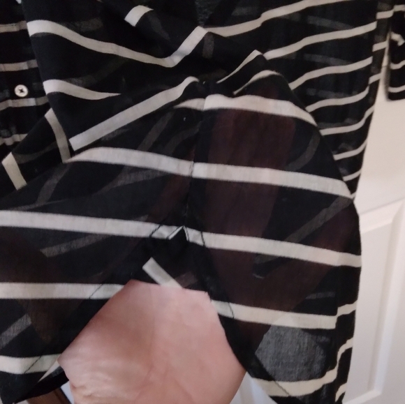 J. Crew Factory Black & Grey Stripe Long Sleeve Lightweight Cotton Tunic M - Picture 4 of 9